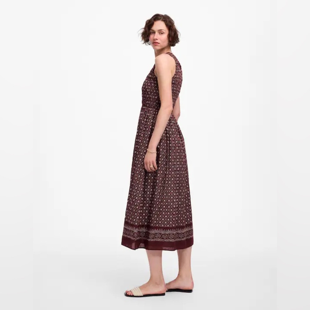 NWT Madewell Melody Smocked Midi Dress M Dusty Plum Cotton Pockets - Picture 14 of 16